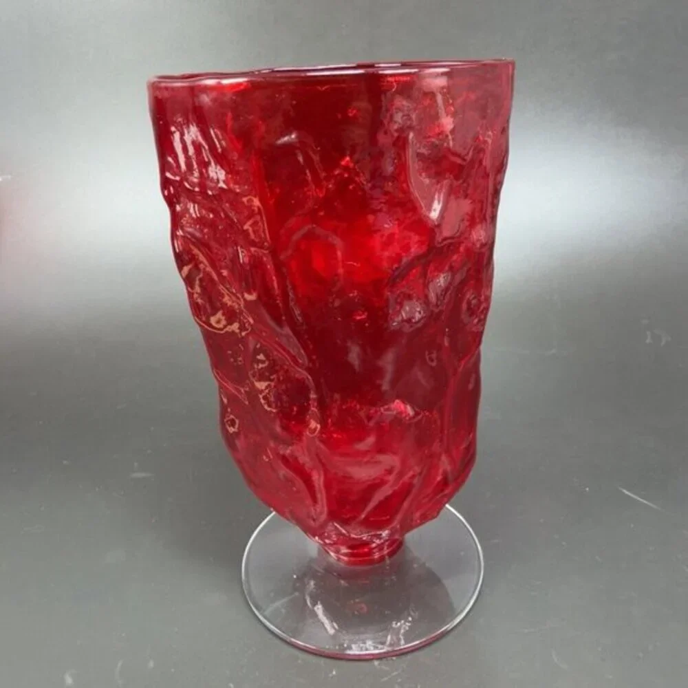 Morgantown Red Seneca Driftwood Water Goblets Footed Cups Glasses Set 2 Cups VTG